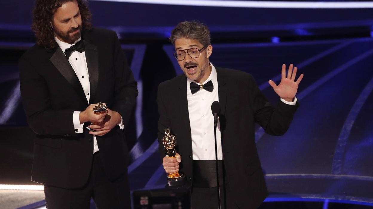 El cineasta Alberto Mielgo, al recibir el Oscar