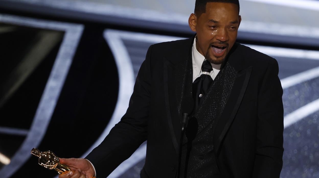 El actor Will Smith, llorando cuando recogía el Oscar al mejor actor principal