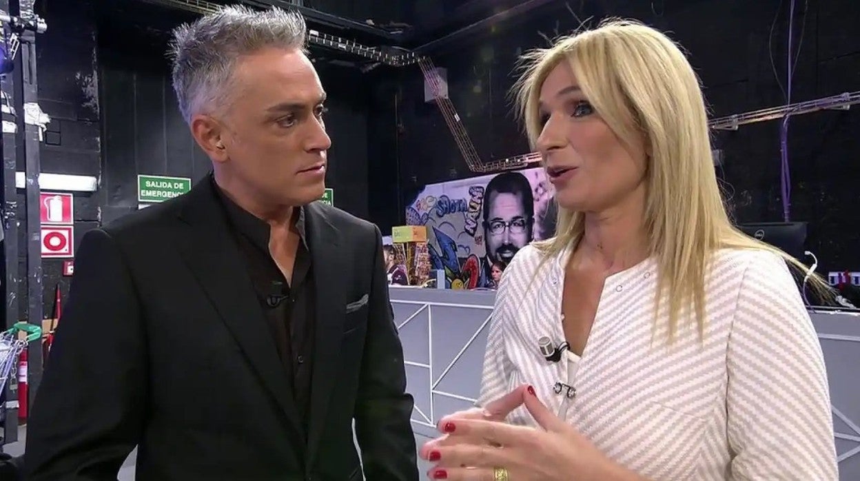 Irene López Assor, junto a Kiko Hernández en 'Sálvame'.