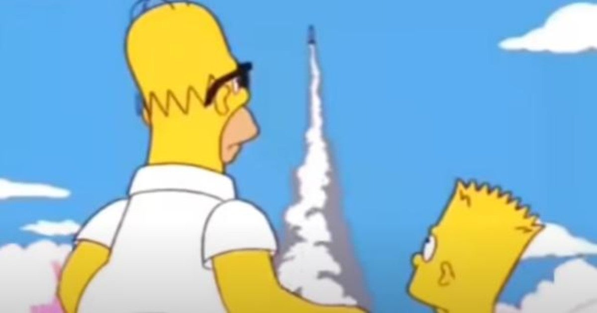 Fotograma del capítulo de 'Los Simpson' en el que un cohete sobrevuela Springfield