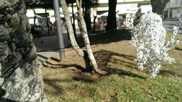 Altura en la que se habían colocado los cables que van a las figuras de la plaza del Carmen