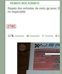 Vendo boligrado y regalo entradas para el Gran Premio de Jerez 2016