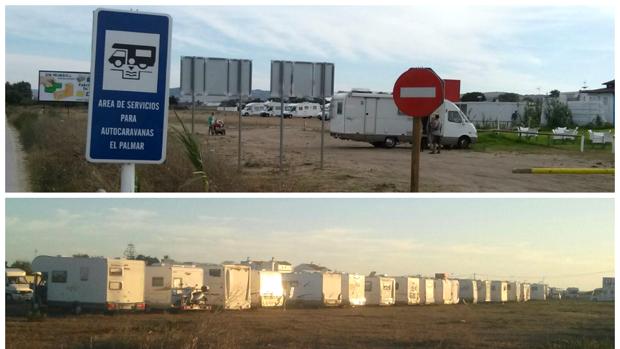 Más de 200 autocaravanas aparcan ilegalmente en El Palmar