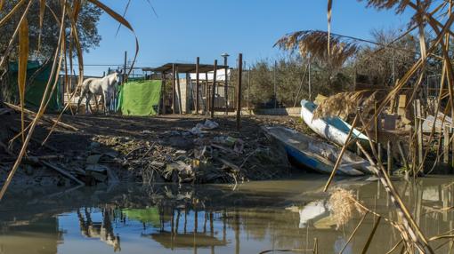 Los rudimentarios embarcaderos que hay en el caño por donde entran las lanchas