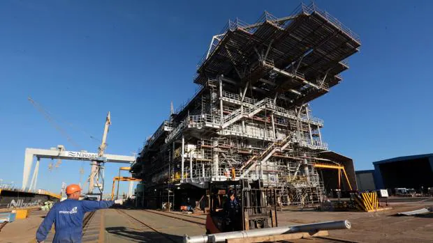 Plataforma para la subestación del complejo Wikinger construida en Puerto Real para Iberdrola