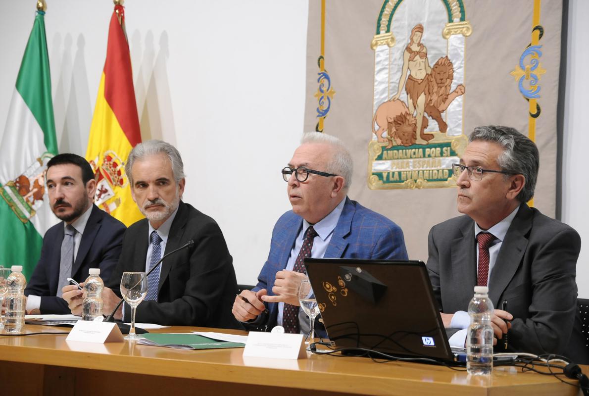 López Gil, Aquilino Alonso, Sánchez Maldonado y Manuel Herrera, en la presentación del programa .