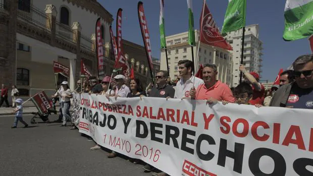 Imagen de la manifestación del Primero de Mayo, celebrada el año pasado en Cádiz