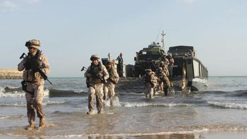 Infantes de Marina en el ejericicio de adiestramiento 'FLOTEX-17'.