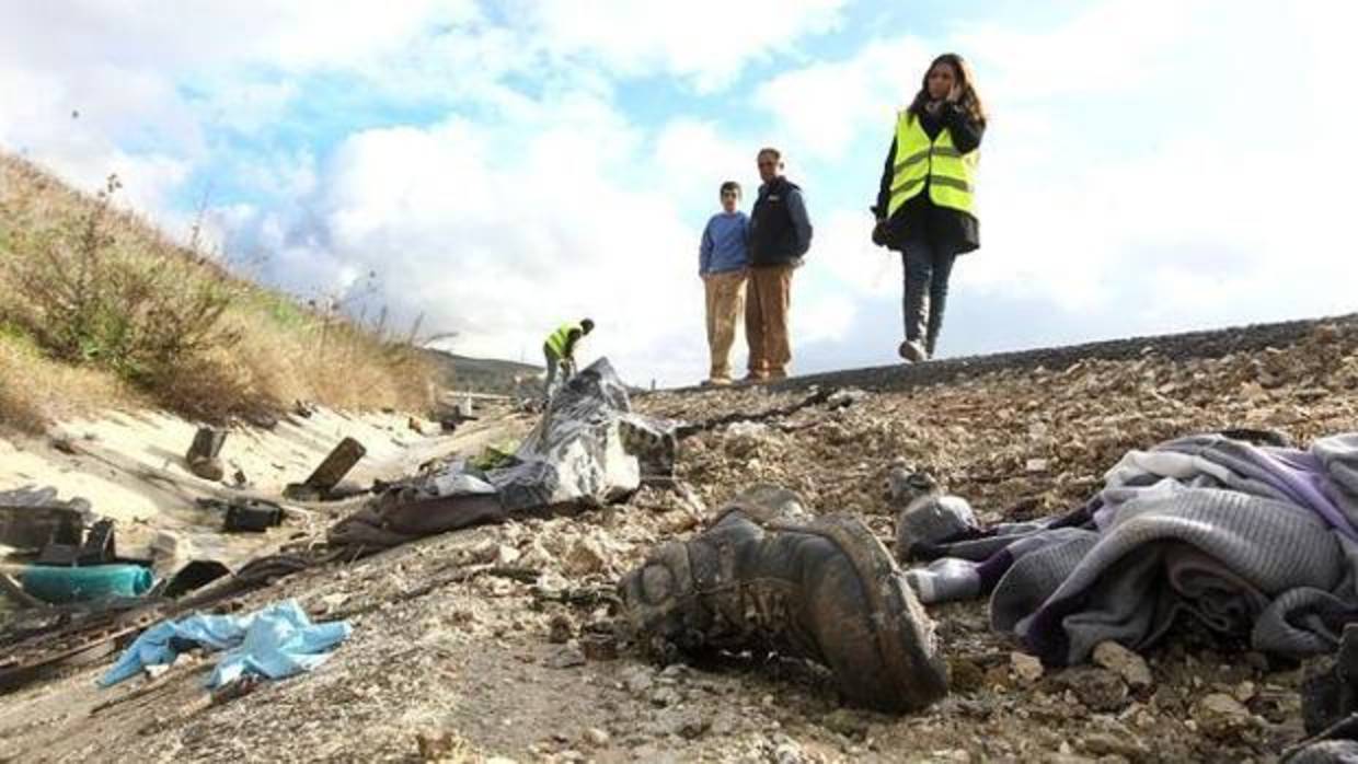 Imagen de archivo de los restos de un accidente registrado en la autovía A-4