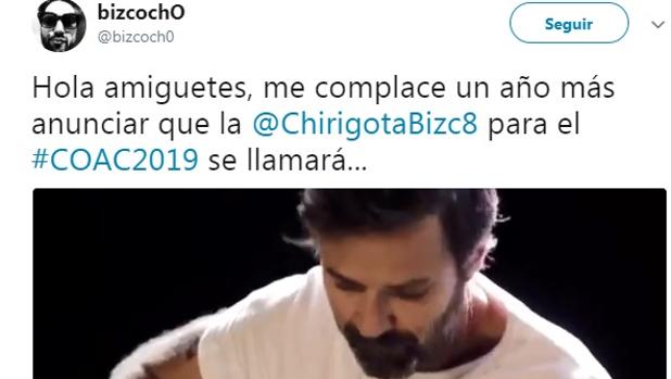 La chirigota del Bizcocho anuncia su nombre para el COAC 2019