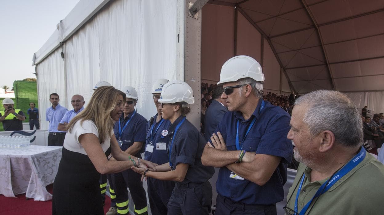 Susana Díaz, en el astillero de Puerto Real el pasado martes