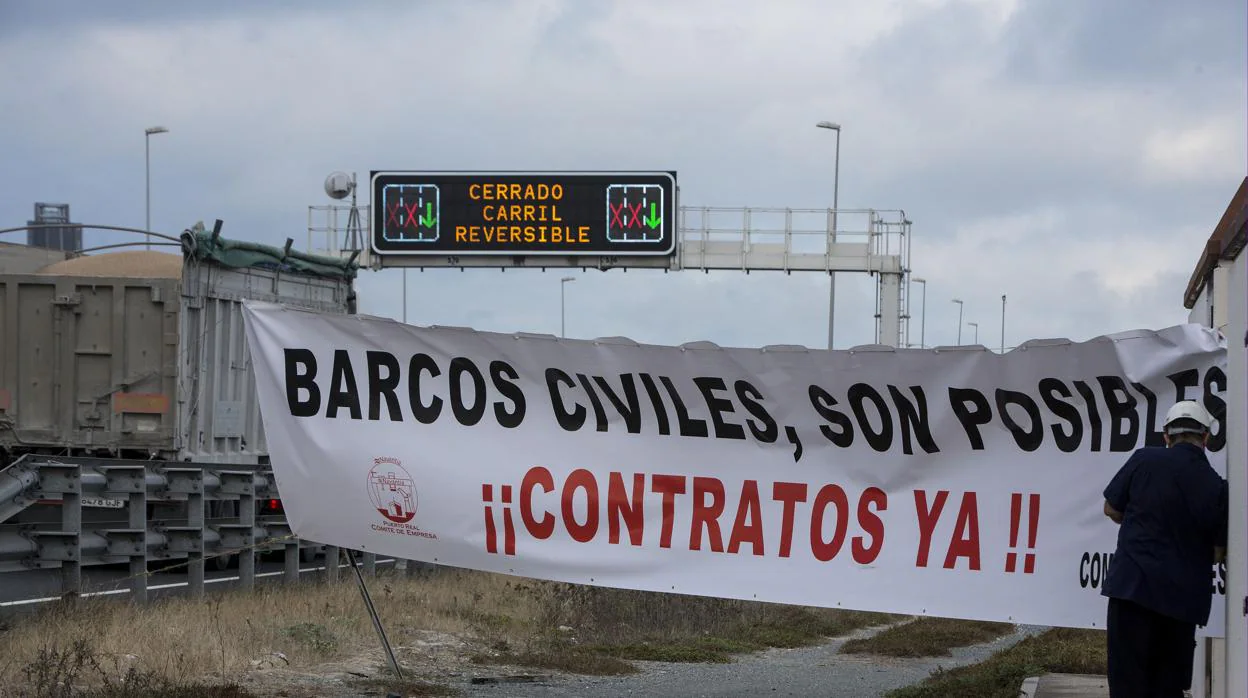 Protesta en Puerto Real hace una semana reclamando carga de trabajo