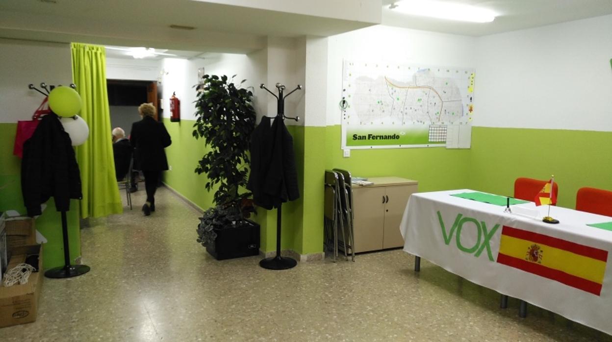 Sede de la formación Vox en San Fernando (Cádiz).