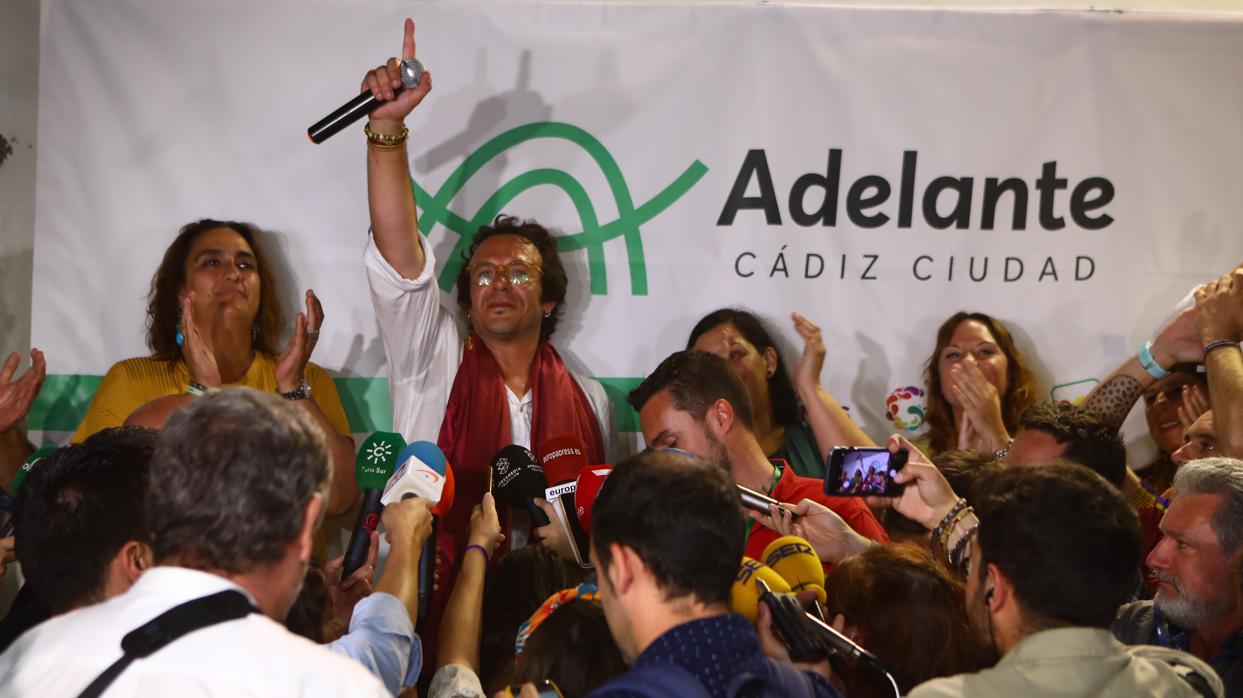 Kichi ayer tras conocer el triunfo electoral de Adelante Cádiz.