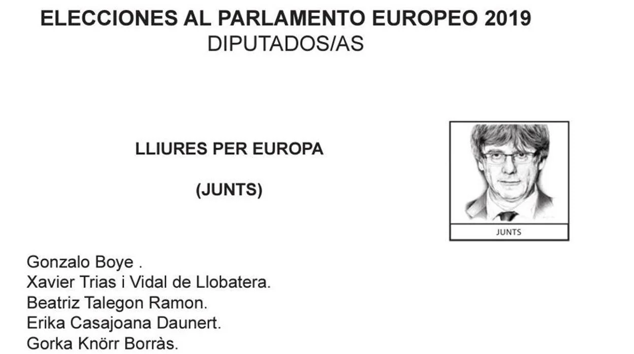 Imagen de la papeleta para votar a Carles Puigdemont en las elecciones europeas.