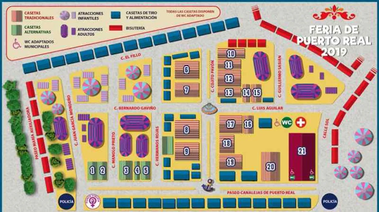 Agenda de actos y mapa de la Feria de Puerto Real