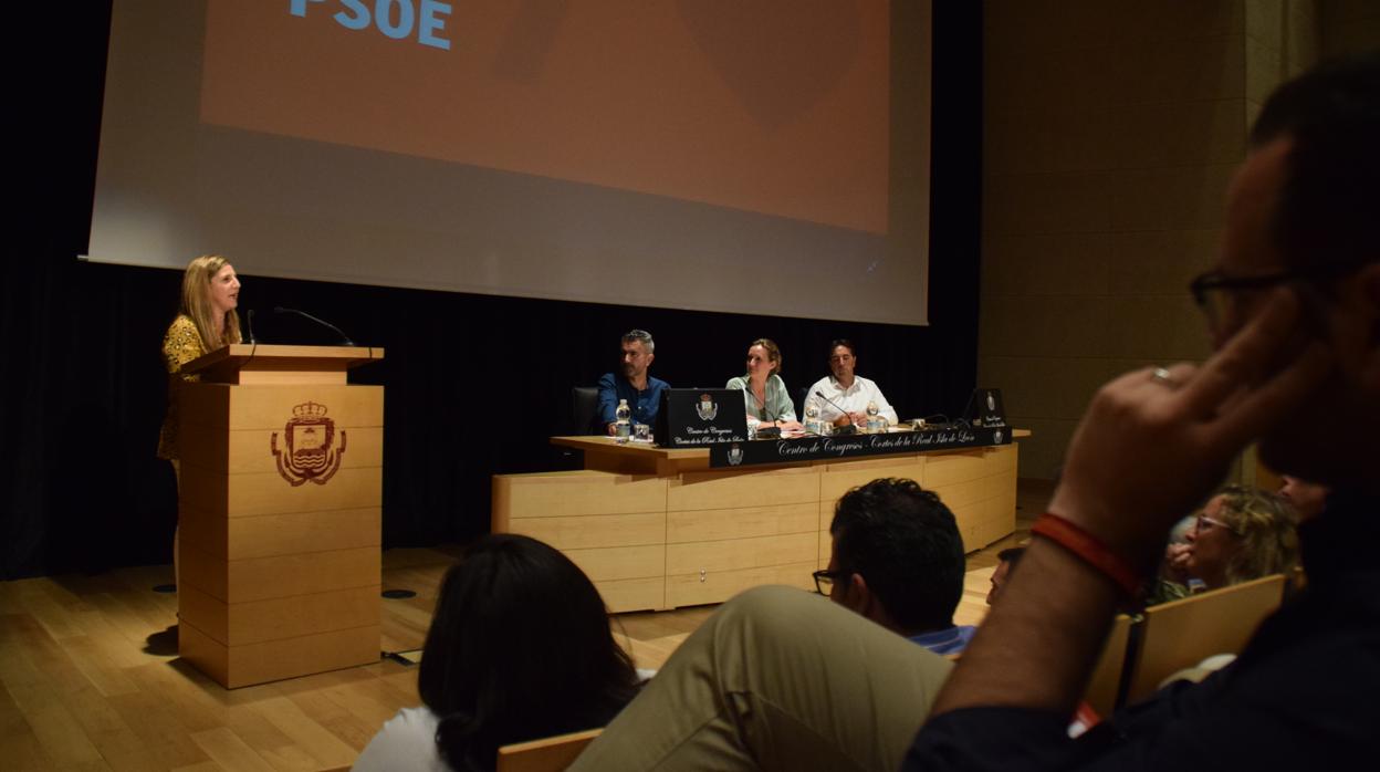 Irene García durante su intervención en el comité extraordinario del PSOE.