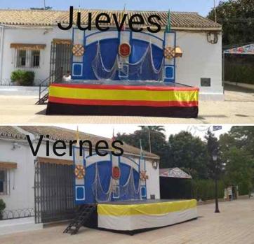 Imagen del antes y después de la retirada de la bandera