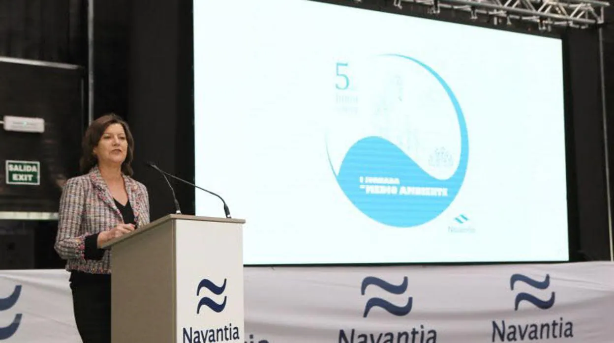 La presidenta de Navantia, Susana de Sarriá, durante la presentación en Cádiz del Plan Estratégico de la compañía