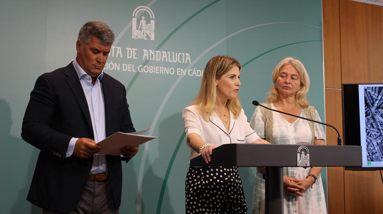 Ana Mestre durante la rueda de prensa en la Delegación del Gobierno en Cádiz