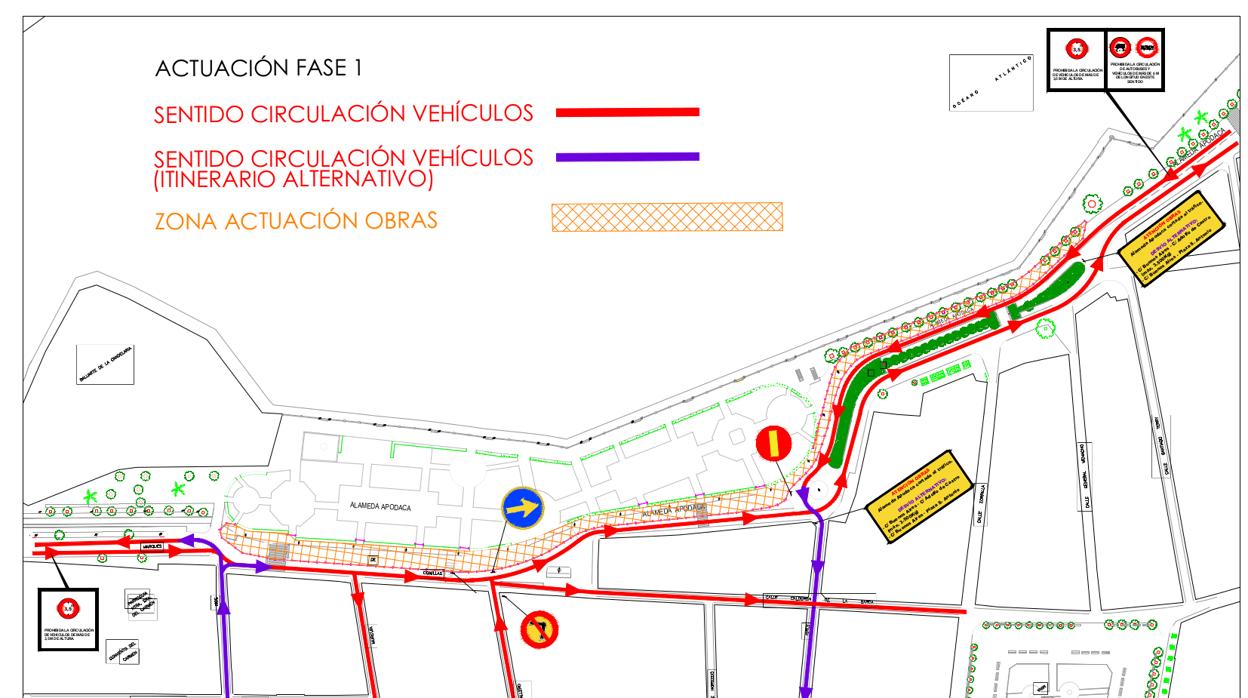 Las obras de la nueva fase del carril bici que discurrirá por la Alameda Apodaca comienzan este lunes