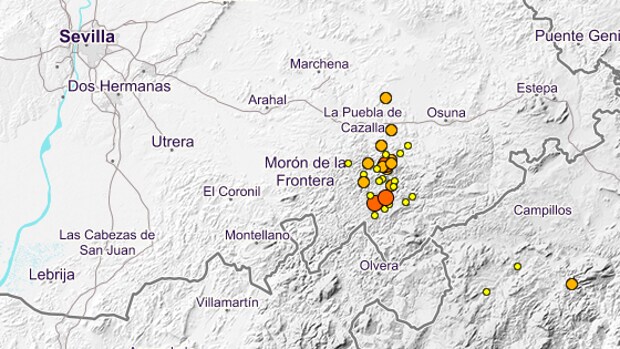 Registrada una veintena de terremotos en la provincia de Sevilla en las últimas 24 horas