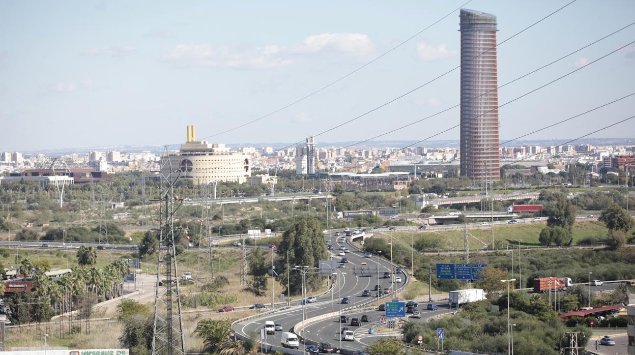 Fotos del nudo de enlace de la Pañoleta, entre la Se-30, la A-49 y la entrada a camas