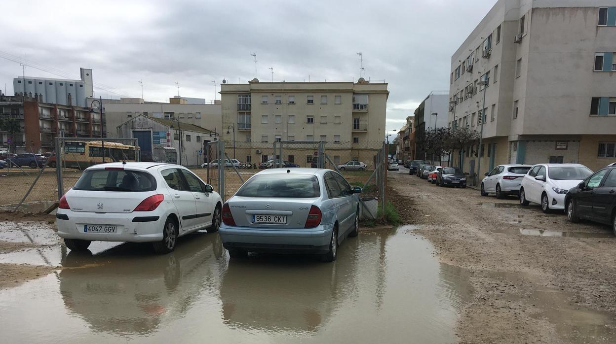 La calle Dársena, tras las precipitaciones.