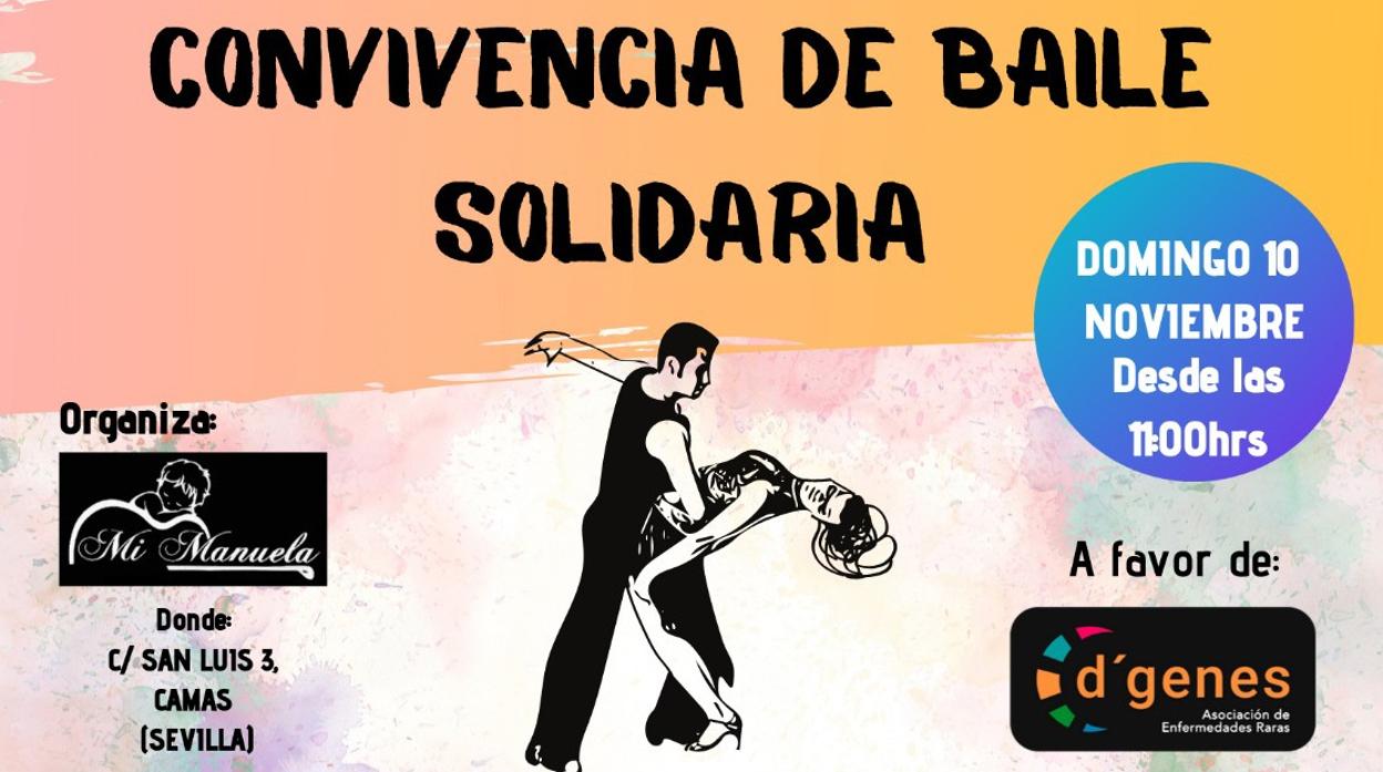 Cartel anunciador del baile solidario que se celebra este domingo en Camas