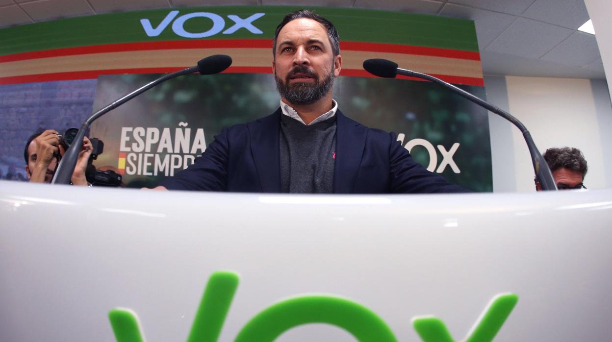 Santiago Abascal, líder de la formación Vox, que ha sido la segunda formación más votada en la provincia de Sevilla