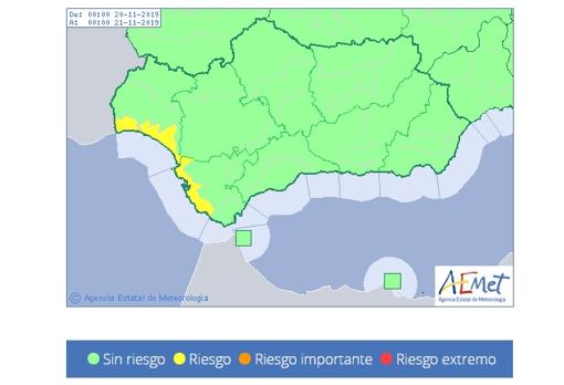 Alerta amarilla en el litoral de Cádiz