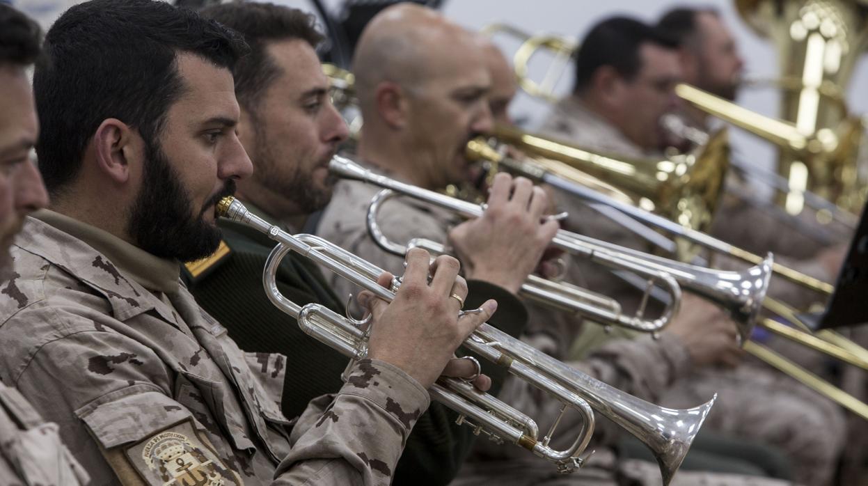 La Unidad de Música del Tercio del Sur en uno de sus ensayos.