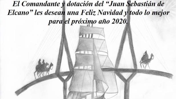 La felicitación navideña gaditana del buque escuela Juan Sebastián de Elcano