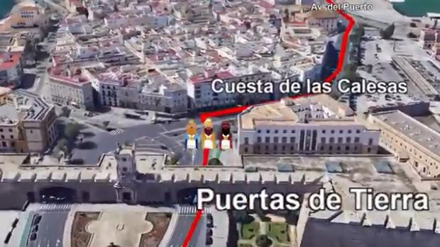 Itinerario virtual de la cabalgata de Cádiz 2020