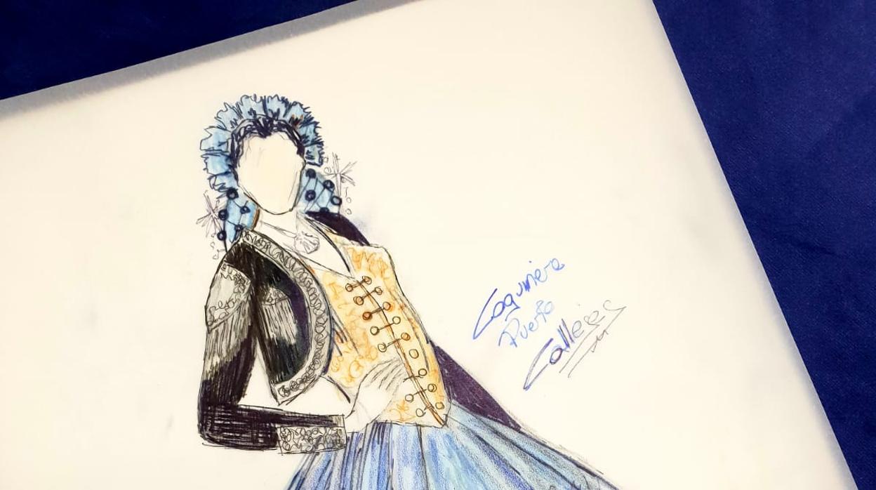 El dibujo con el nuevo traje.