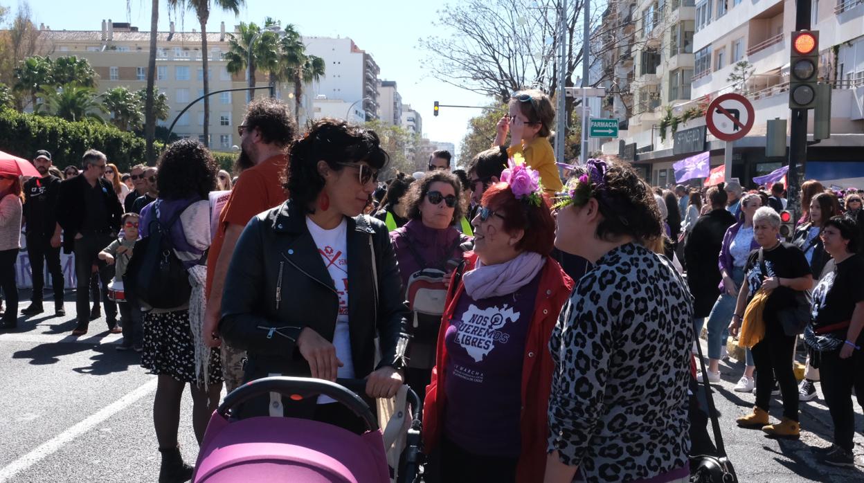 Teresa Rodríguez, en la manifestación de este domingo en Cádiz.