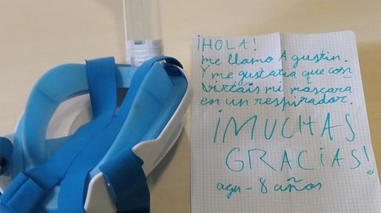 Un niño de 8 años cede su máscara de buceo al hospital de Cádiz para que sirva como respirador