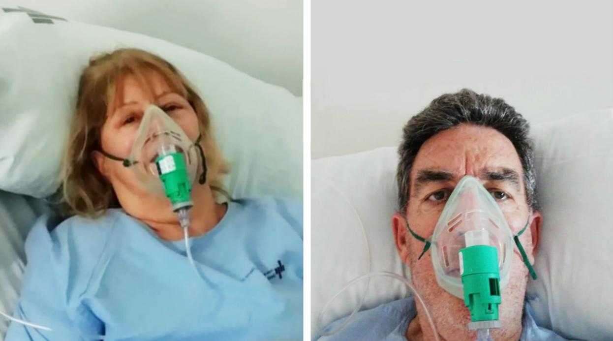 Inés (izq) y Antonio (der), durante su ingreso en la misma habitación en el hospital de Villamartín.