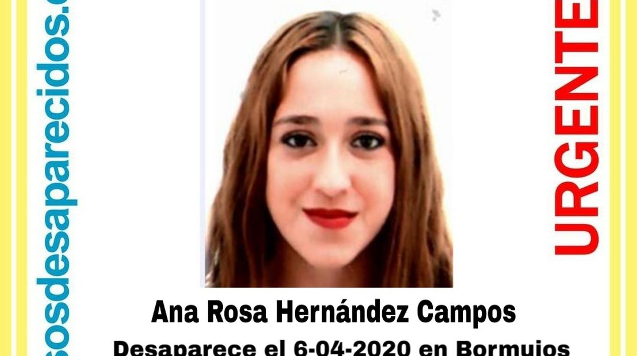 Aerta de la desaparición de Ana Rosa Hernández Campos por parte de la asociación SOS Desaparecidos