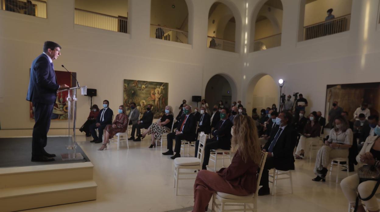 Juan Marín, en la presentación del Plan 'Andalucía en marcha' en el Museo de Cádiz.