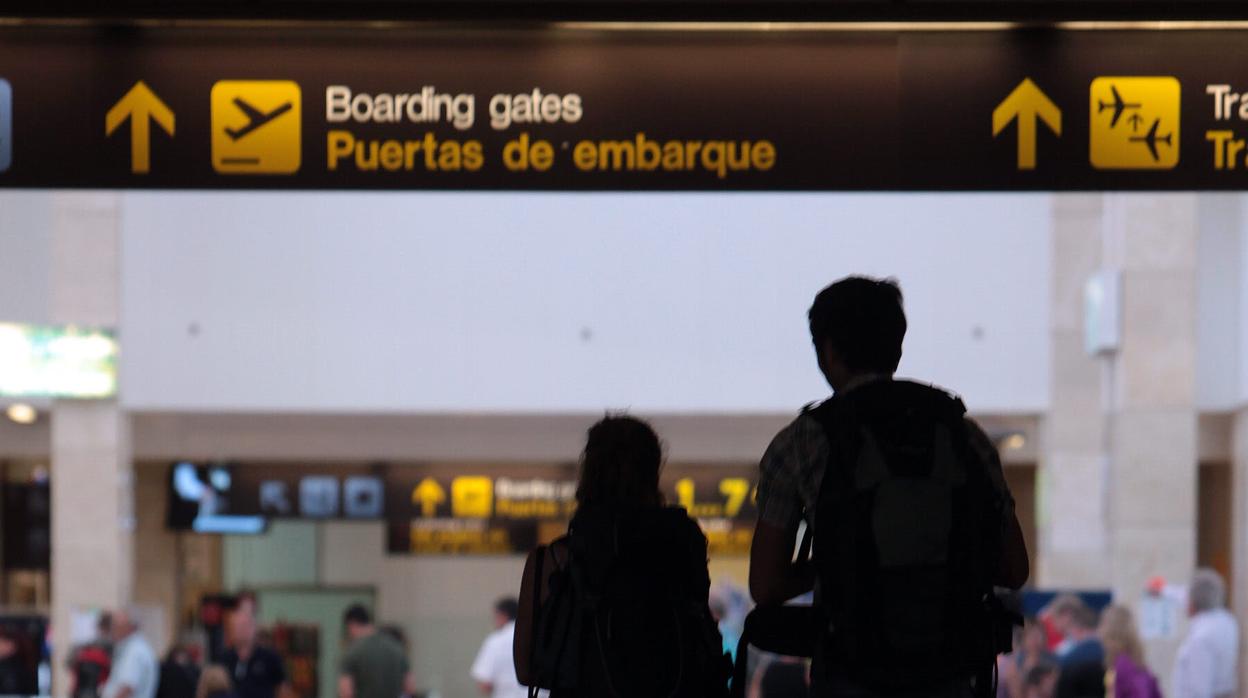 Varios pasajeros, por el aeropuerto de Jerez.