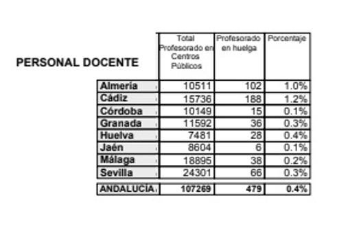 La huelga de Educación, secundada por menos de 200 profesores en la provincia de Cádiz