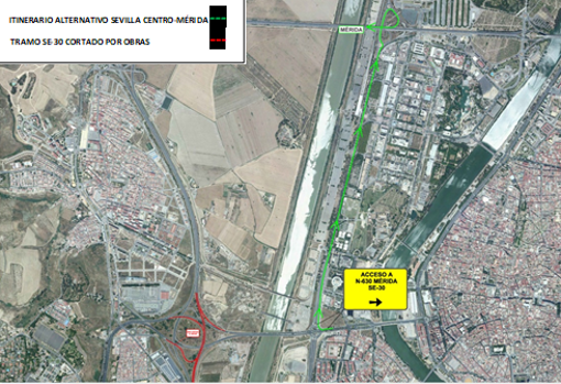 Cortes de tráfico en la salida hacia la autovía A-49 en sentido Huelva y en la SE-30 desde este viernes