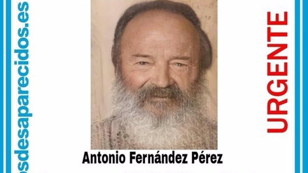 Antonio Fernández Pérez tiene de 79 años y está desaparecido