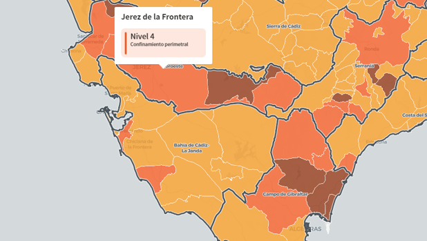 Los doce municipios de Cádiz que la Junta cerrará este domingo