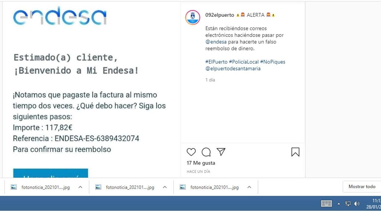 La Policía Local de El Puerto avisa sobre un fraude por correo electrónico