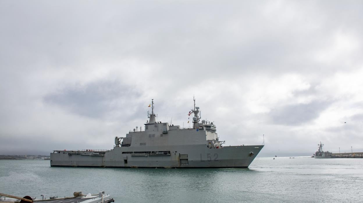 Imagen de la salida del buque 'Castilla' de la Base Naval de Rota, el pasado 30 de enero.