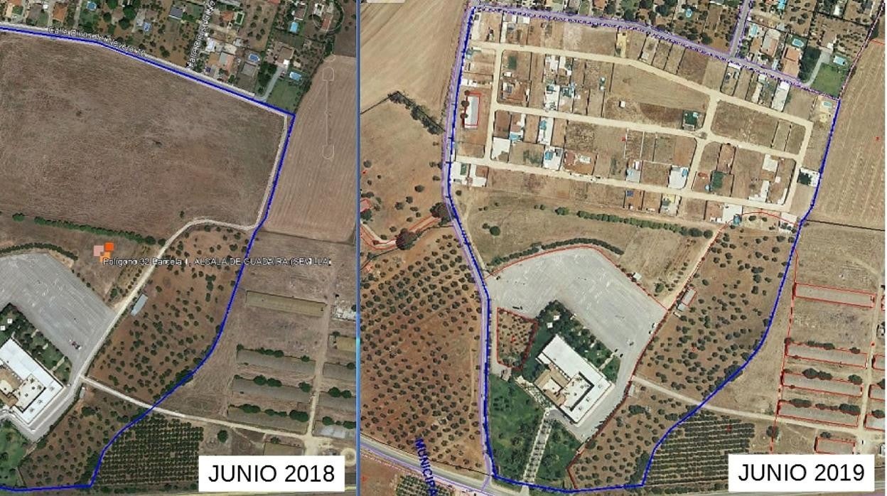 La finca antes y después de ser parcelada