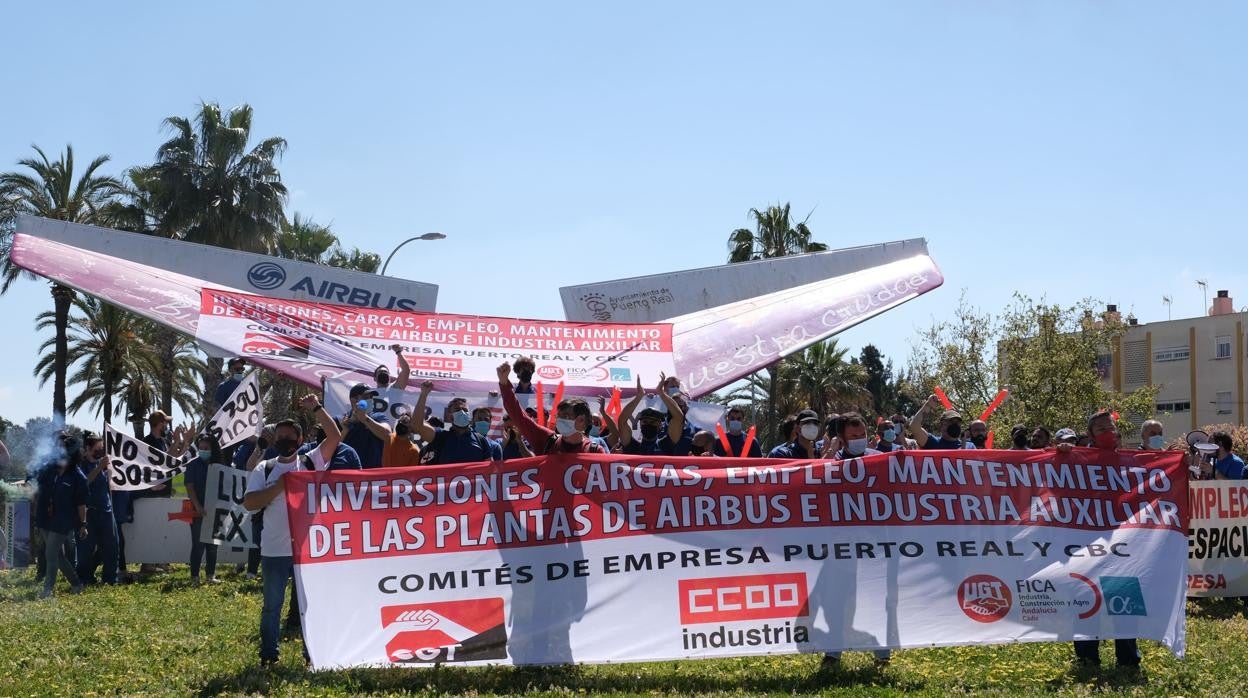 Una de las últimas protestas de la plantilla de Airbus Puerto Real