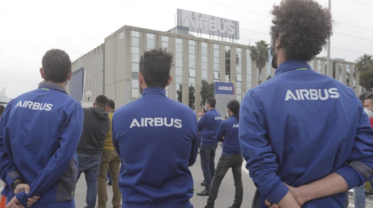 Asamblea de trabajadores en la factoría de Airbus Puerto Real